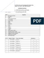 Department of Electronics and Communication Engineering Academic Year: 2019 - 2020 (ODD Semester) Assisgnment Questions