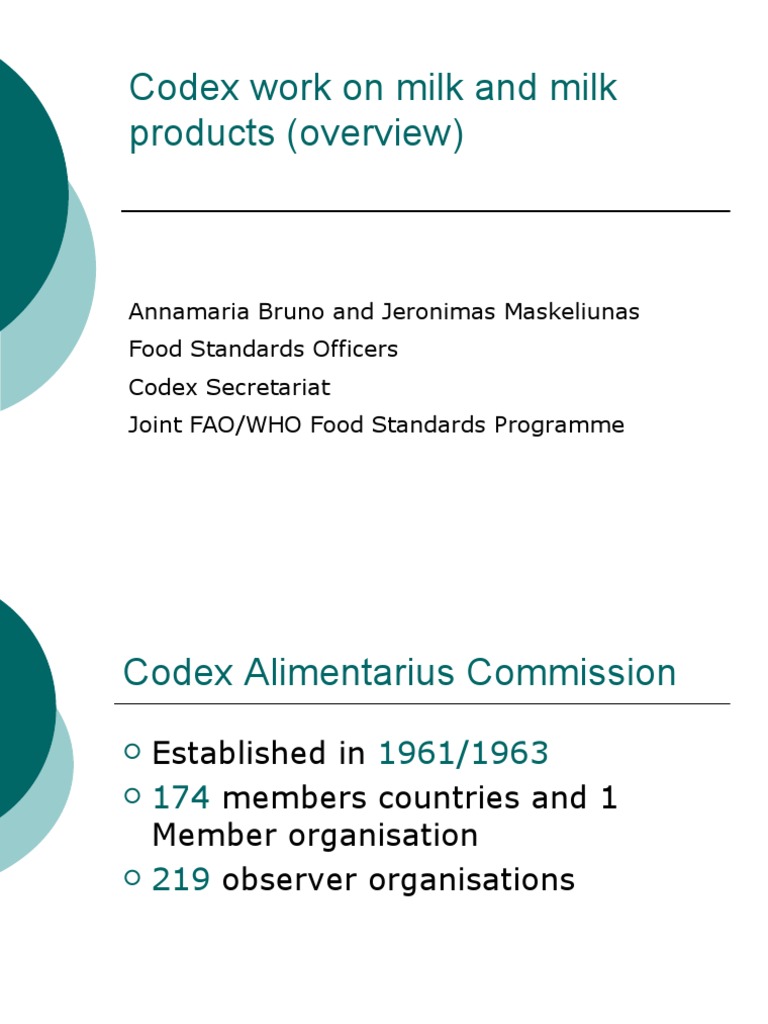 Codex Standards for Milk Products Overview | PDF | Foods | Milk