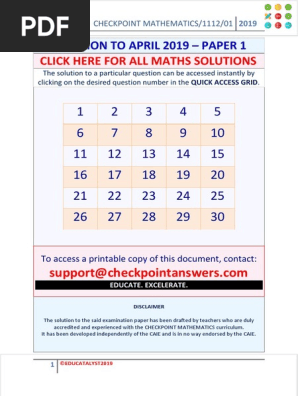 Mathematics April Paper 1 2019  Solved Paper