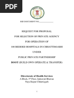 Request For Proposal For Selection of Private Agency For Operation of 100 Bedded Hospitals in Chhattisgarh Under Public Private Partnership