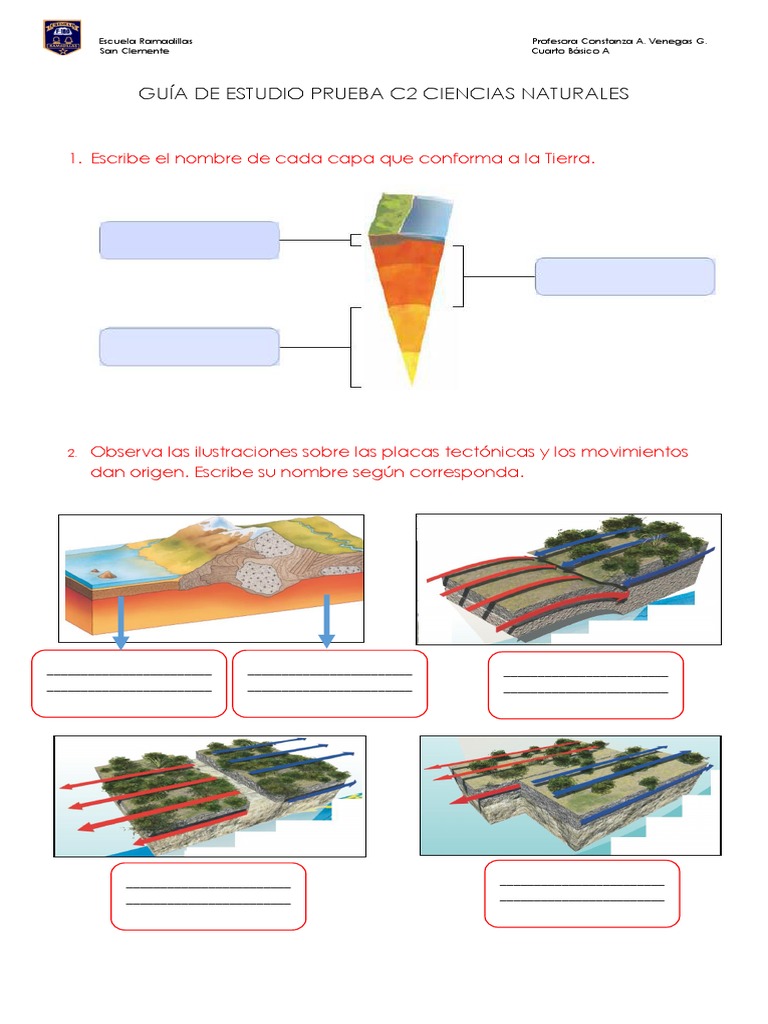 Hoja De Trabajo Sobre Las Placas Tectónicas De La Tierra Hojas De