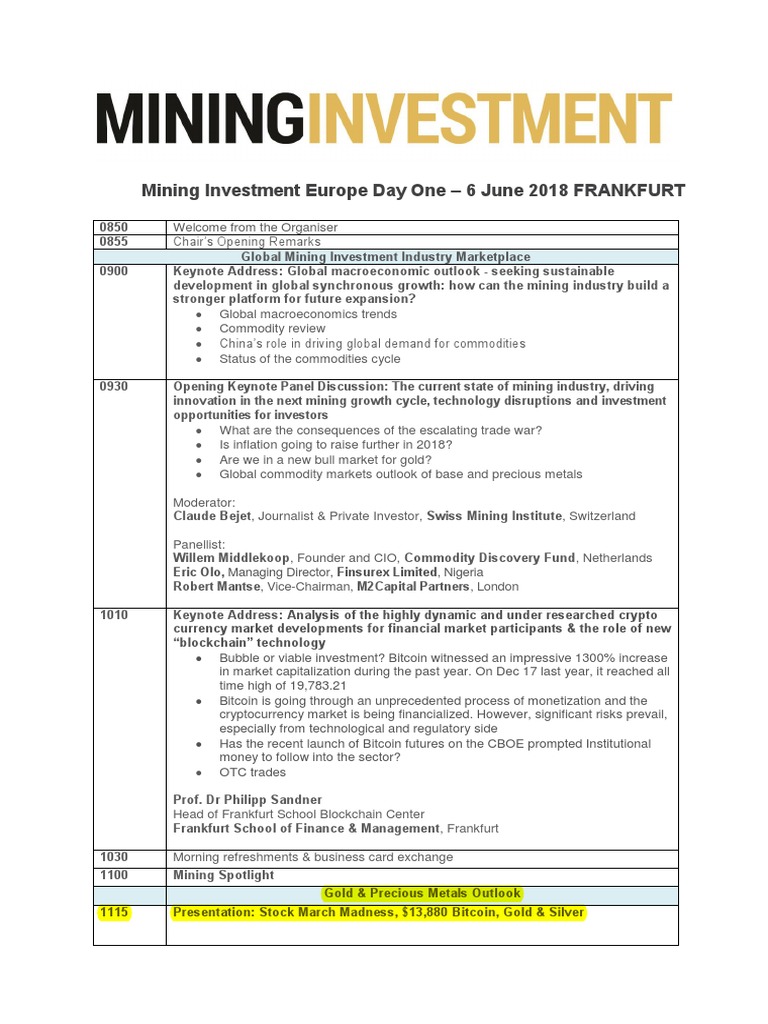 Programme MI Europe 2018 | PDF | Financial Markets | Mining