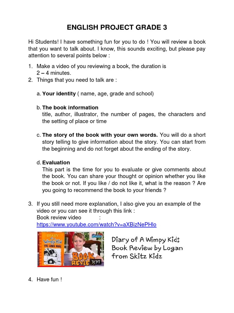Grade 3 Book Review Project Guide | PDF