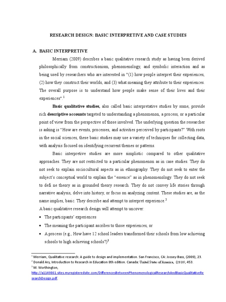 Research Design Basic Interpretive and Case Studies Searchdesign PDF