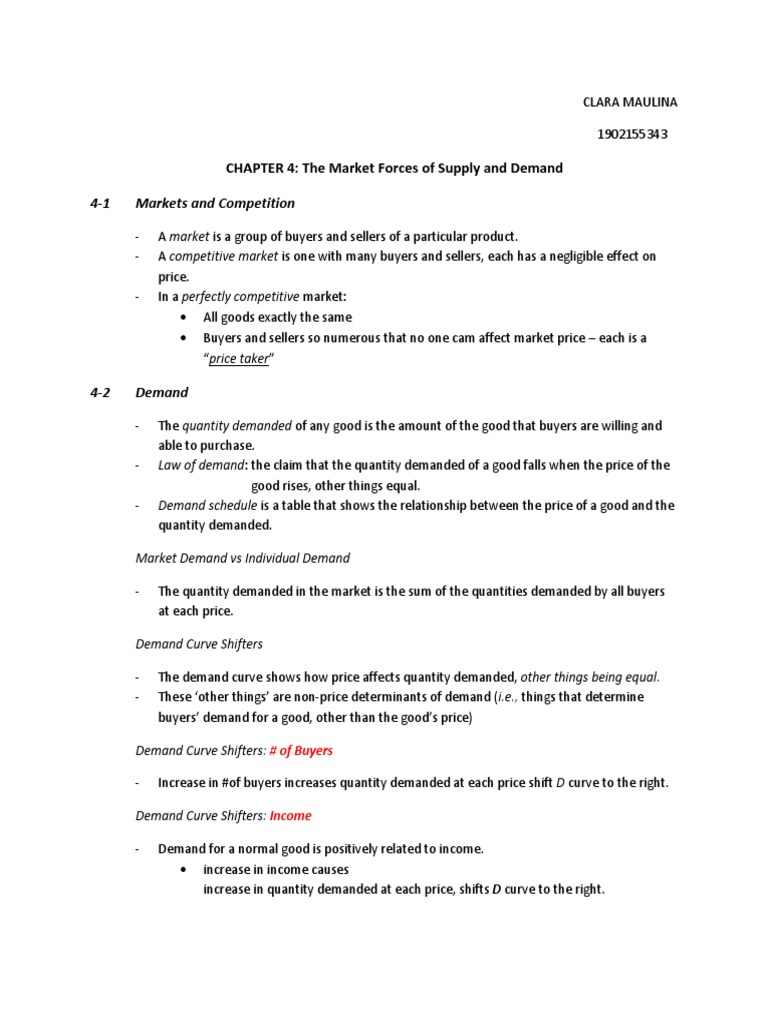 CHAPTER 4 The Market Forces of Supply and Demand | PDF | Supply And ...