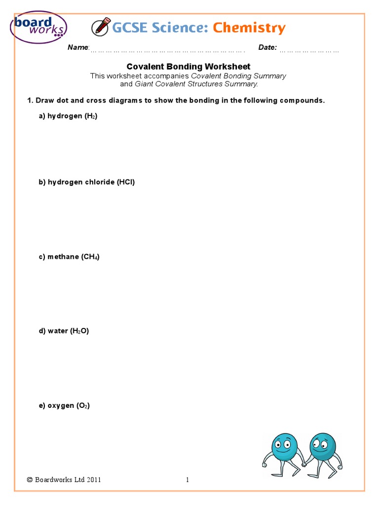 Covalent Bonding Worksheet-1452167270 | PDF | Carbon | Covalent Bond