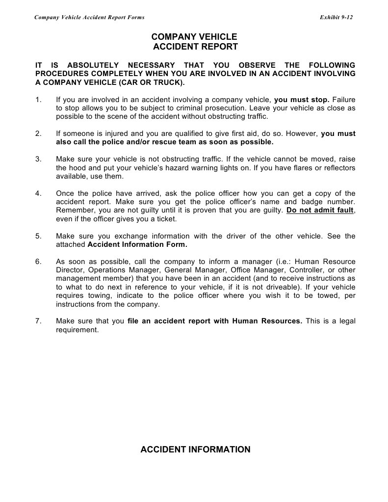 Company Vehicle Accident Reporting Guide | PDF | Traffic Collision ...