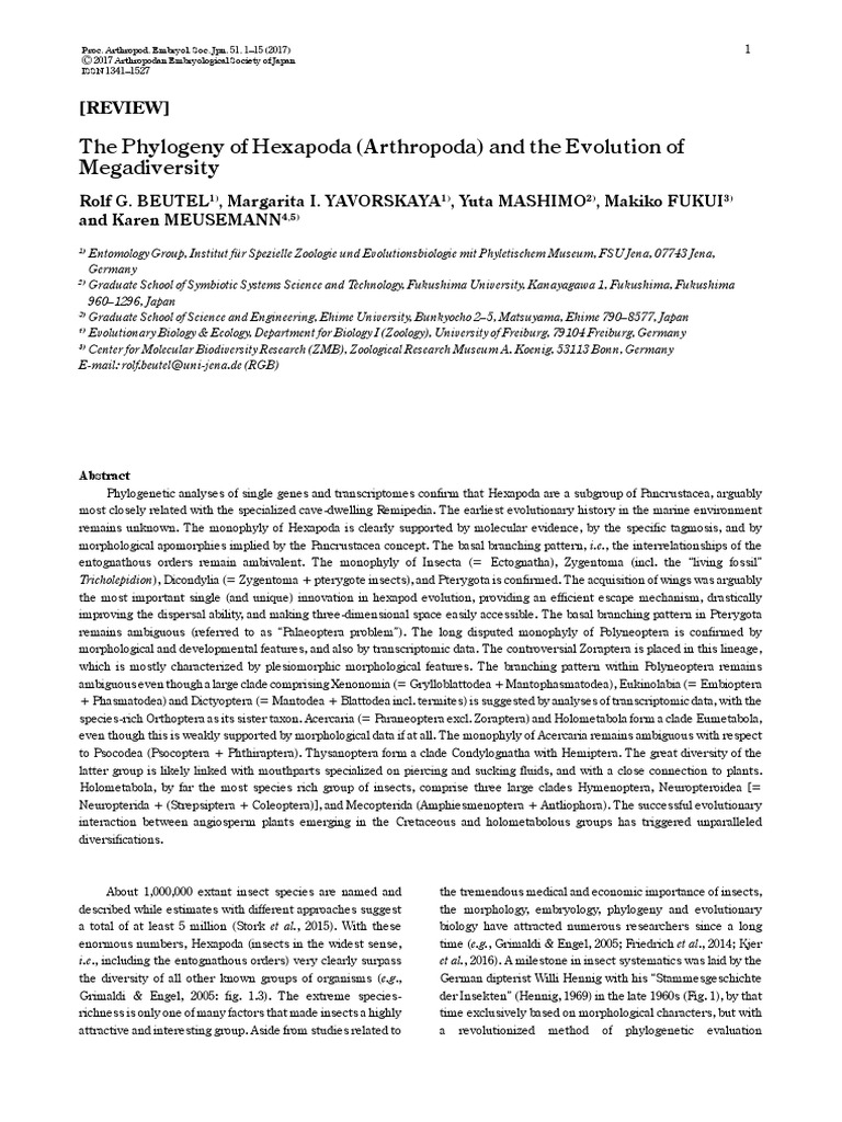 The Phylogeny of Hexapoda Arthropoda and PDF | PDF | Insects | Hexapoda