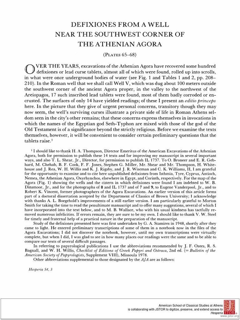 Defixiones From A Well Pdf Letter Case Epigraphy
