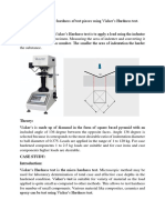 Aim: To Determine The Hardness of Test Pieces Using Vicker's Hardness Test. Principle