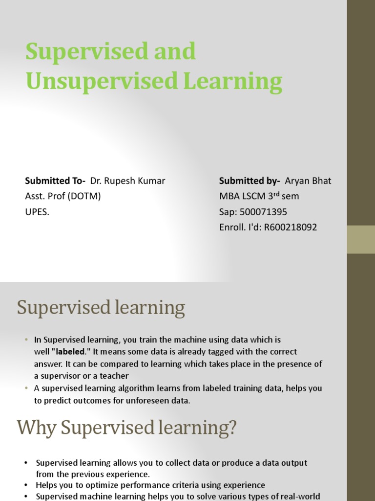 Supervised vs Unsupervised Learning | PDF | Statistical Classification ...