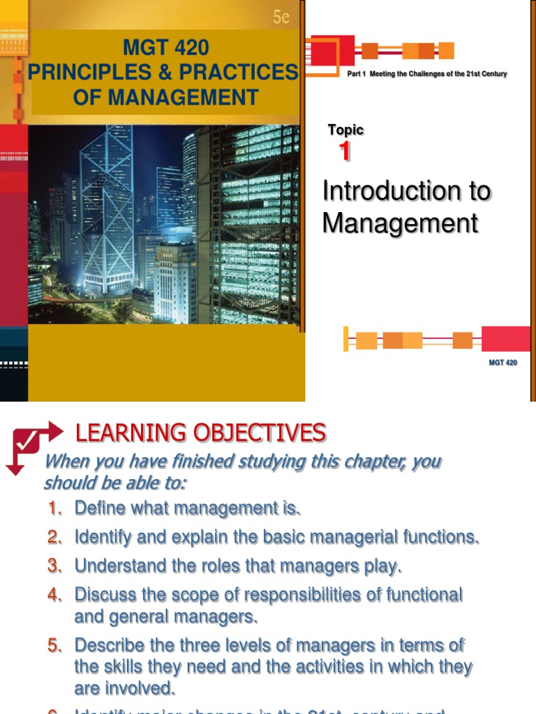 Topic 1 Intro To Mgmt Pdf Leadership Goal