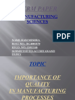 Term Paper: Manufacturing Sciences