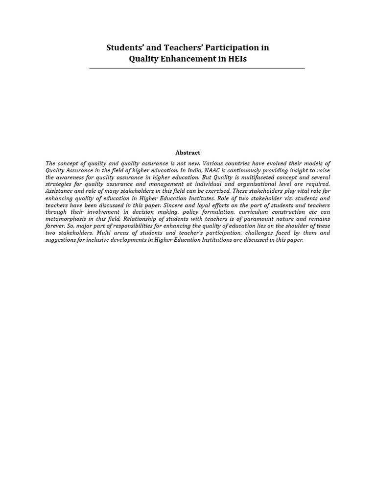 Enhancing Quality in Higher Education | PDF | Teachers | Motivation