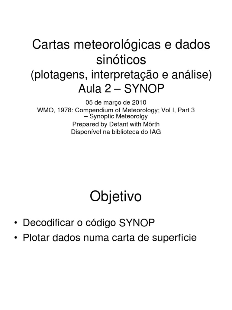 Decodificação do Código SYNOP | PDF | Ferimento | Céu