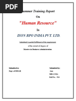 Summer Training Report On "Human Resource” In ISON BPO INDIA PVT. LTD.
