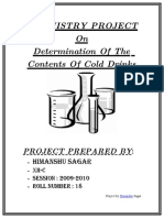 Chemistry Project On Determination of The Contents of Cold Drinks