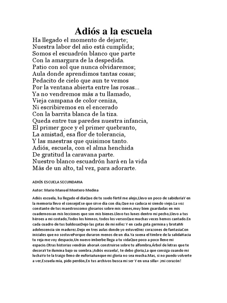 Adiós a la escuela: Poemas de despedida | PDF | Poesía