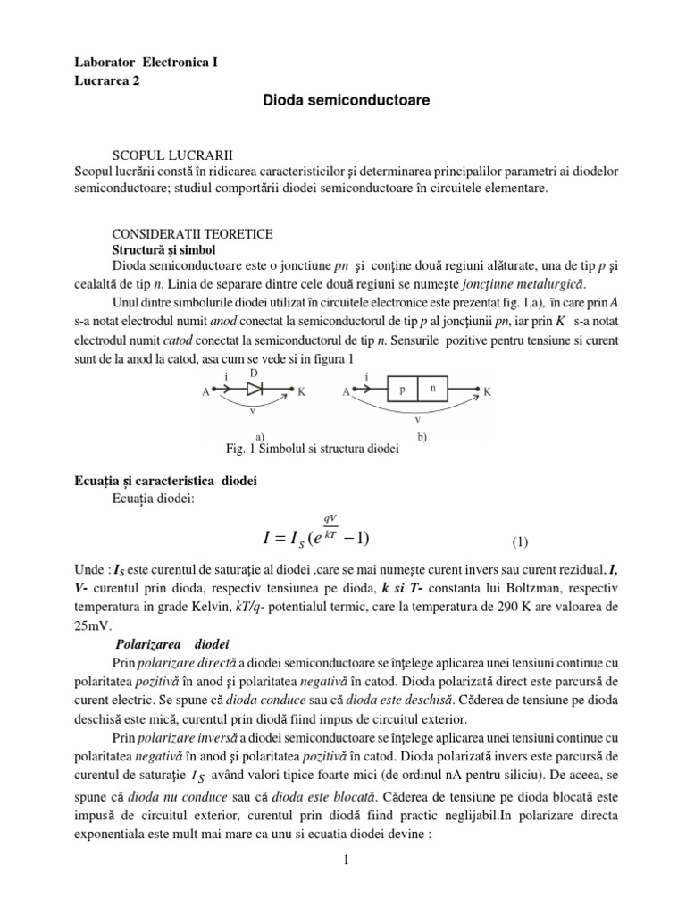 Lucrare de Laborator 2 - Dioda - V2.1 | PDF