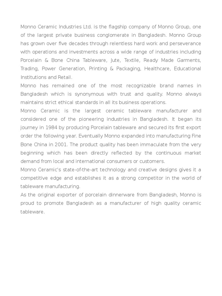 Monno Ceramics Company Profile PDF