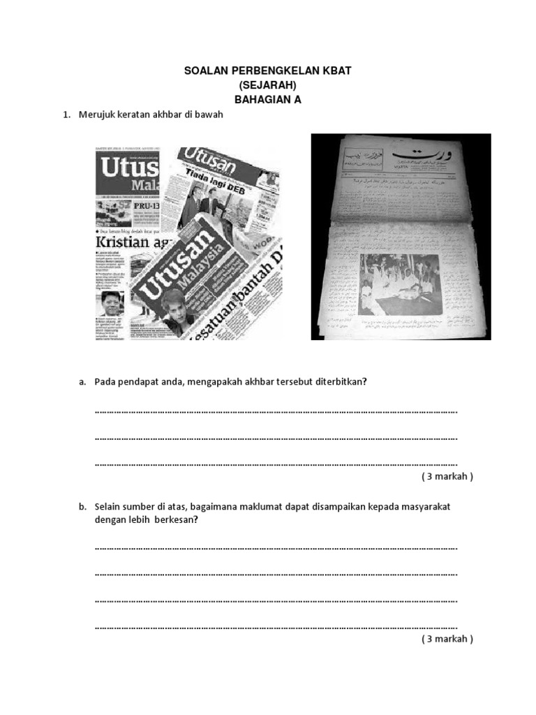 Contoh Soalan Kbat Sejarah Pdf