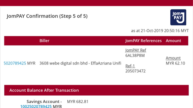 Jompay Confirmation (Step 5 of 5) Jompay Confirmation (Step 5 of 5 ...