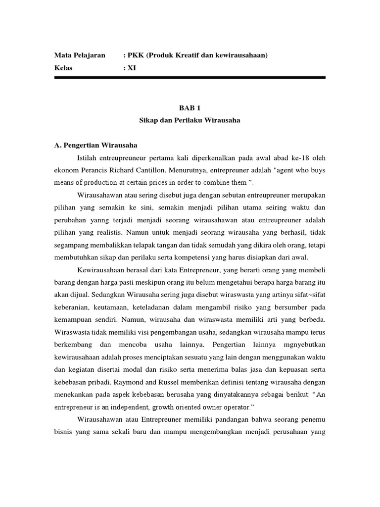 Materi Pkk Smk Kelas 11