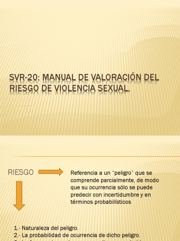 SVR-20: Manual de valoración del riesgo de violencia sexual | PDF ...