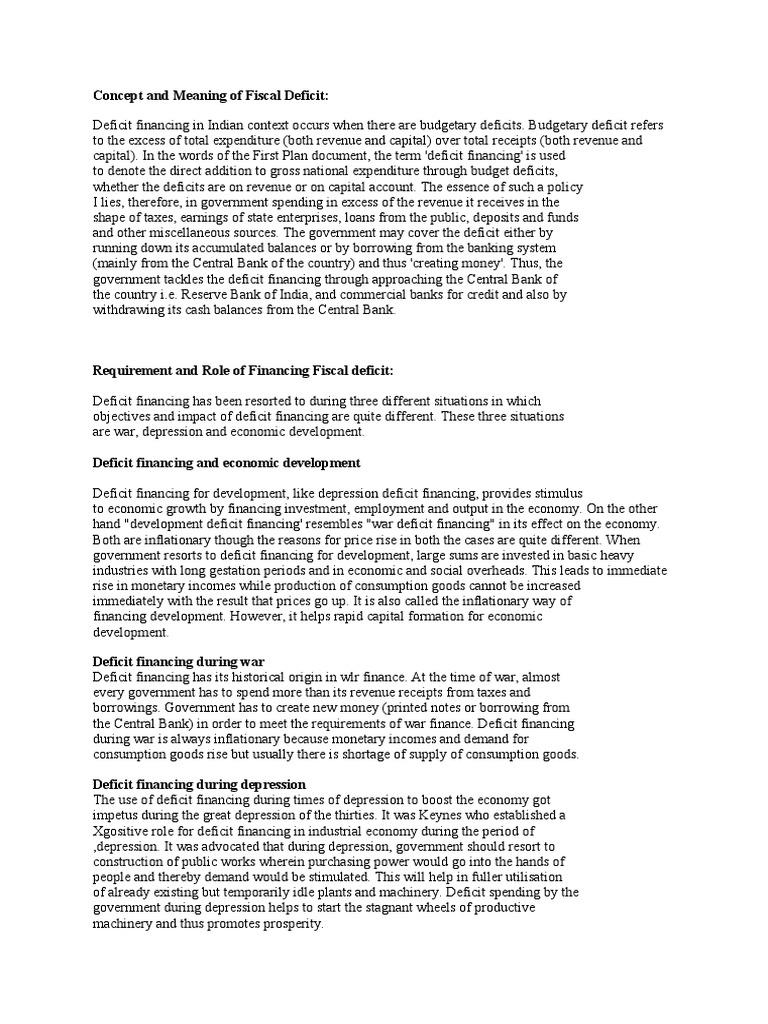 Understanding Fiscal Deficit Financing | PDF | Fiscal Policy | Deficit ...