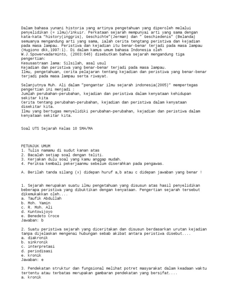 Soal Sejarah