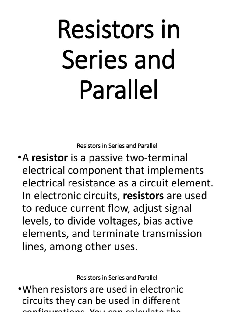 Resistors in Series and Parallel Connections PDF Series And