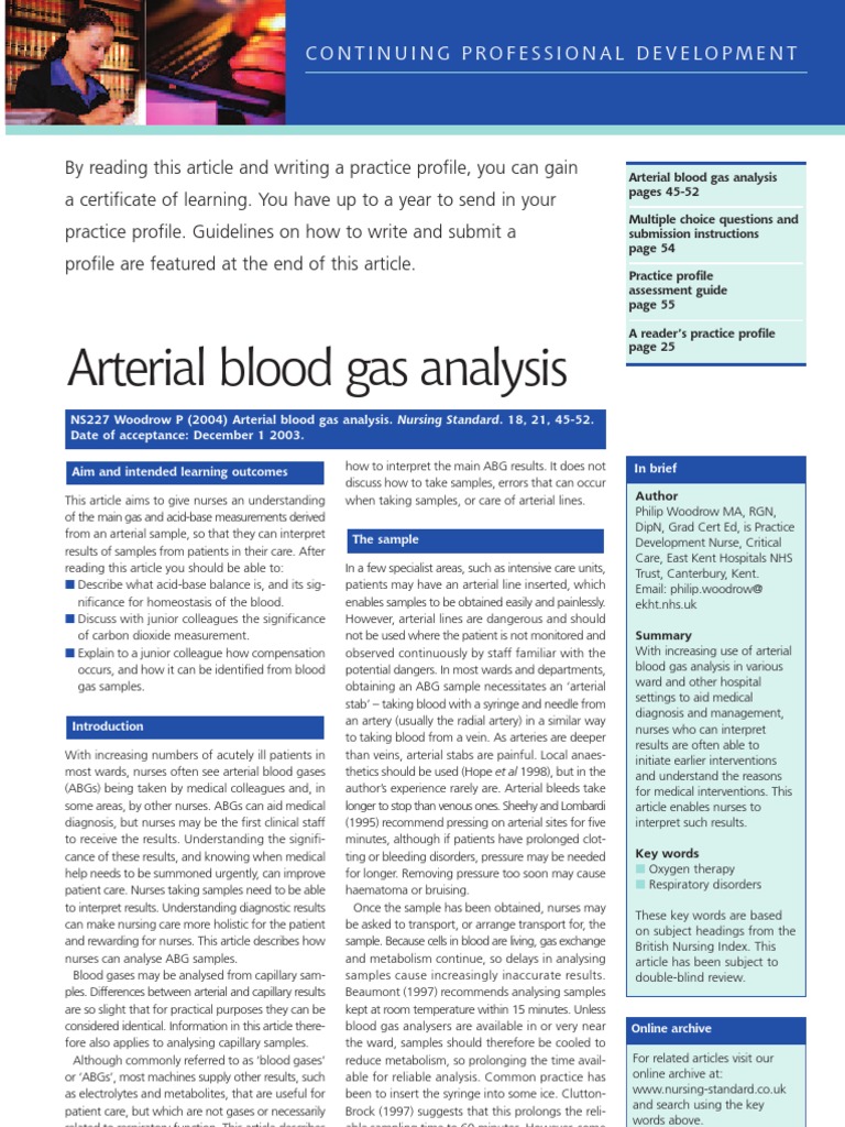 Arterial Blood Gas Analysis | PDF | Respiratory System | Ph