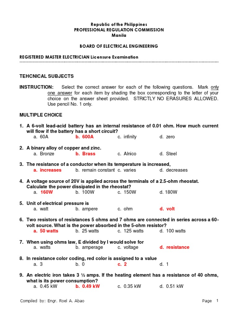 RME Exam Guide for Electrical Engineers | PDF | Electric Motor ...