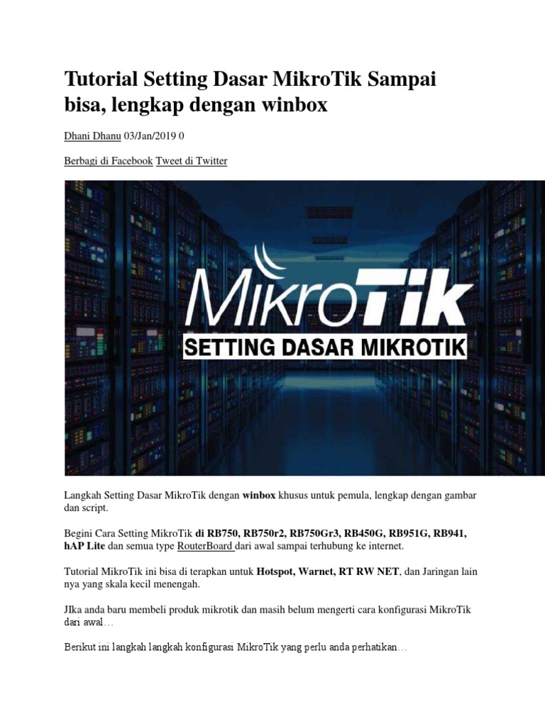 Tutorial Setting Dasar MikroTik Sampai Bisa | PDF | Komputer