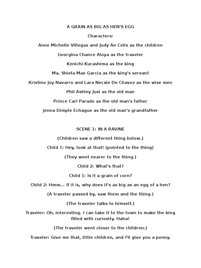 A Grain As Big As Hen's Egg Script PDF