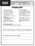 PROVA DO 4° ANO 4° BIMES. MAT