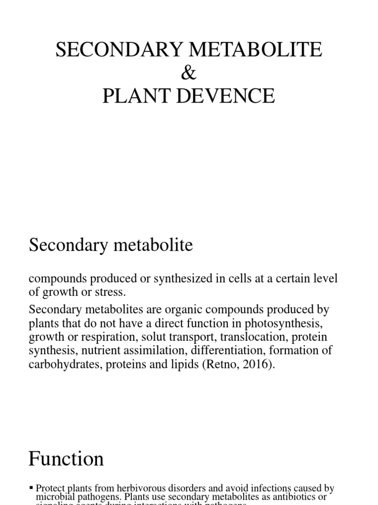 Secondary Metabolites in Plant Defense | PDF