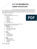 Faculty of Informatics: Assignment Specification
