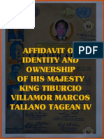 Affidavit of His Majesty, King Tiburcio Villamor Marcos Tallano Tagean IV