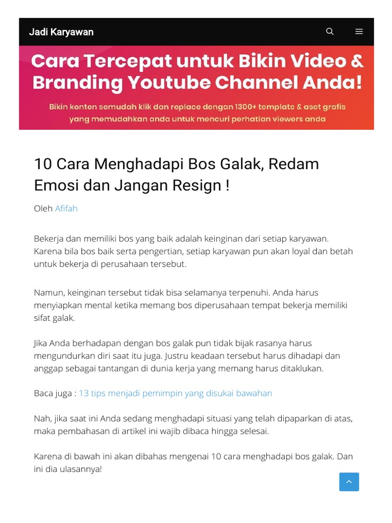 10 Cara Menghadapi Bos Galak Redam Emosi Dan Jang Pdf Pdf