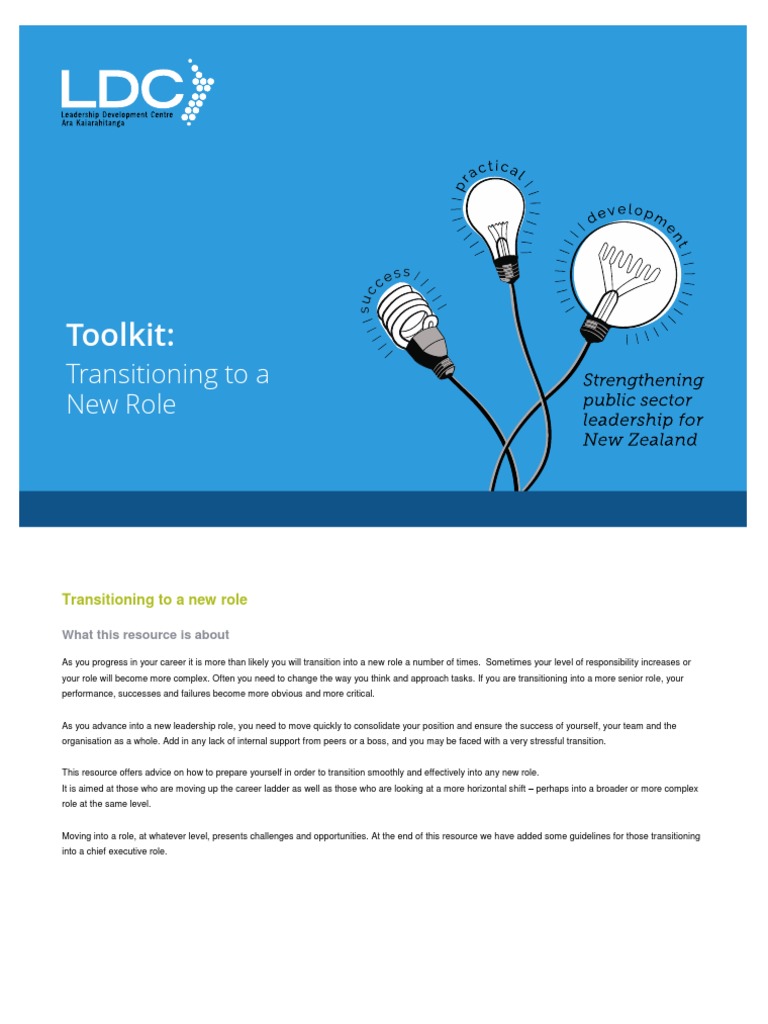 Transitioning To A New Role Resource FINAL 2016-09-09 | PDF | Learning ...