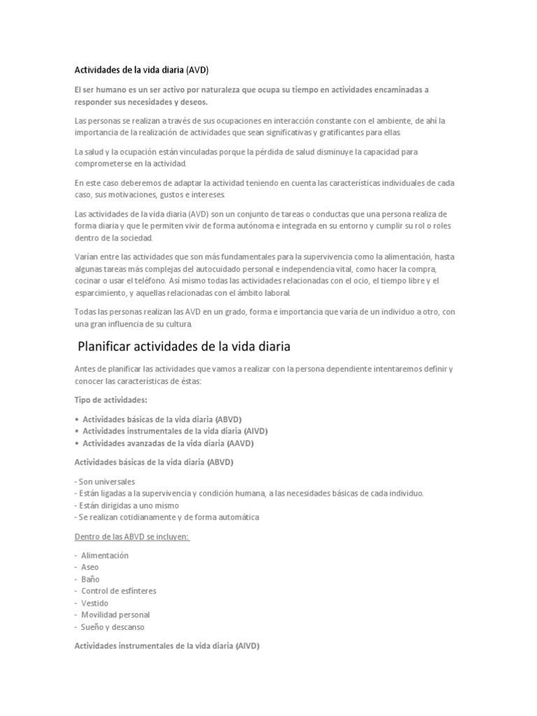 Actividades de La Vida Diaria | PDF | Contracción muscular | Vida