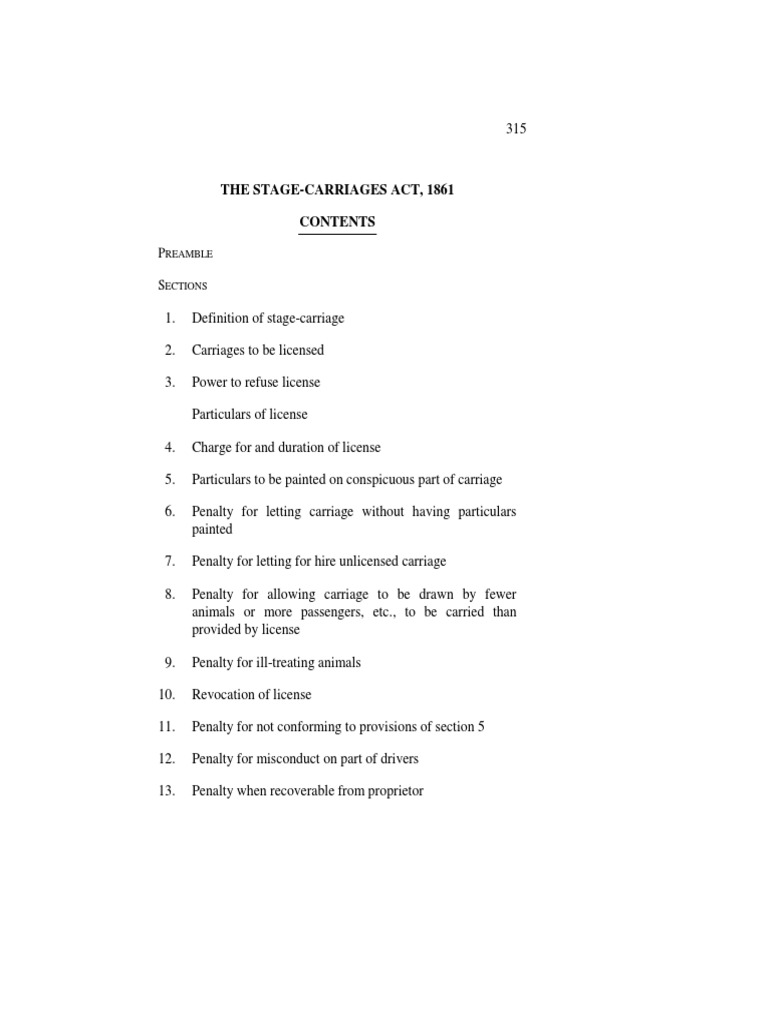 The StageCarriages Act, 1861 PDF Magistrate Carriage