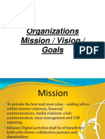 Organizations Mission / Vision / Goals