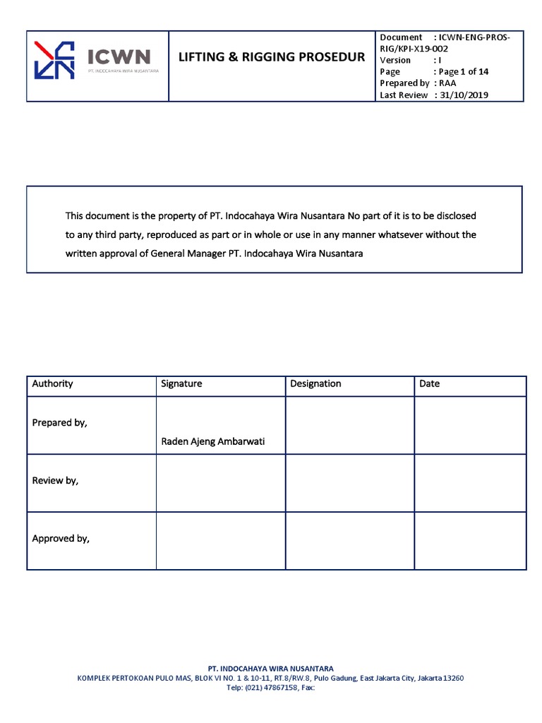 Rigging Procedure | PDF
