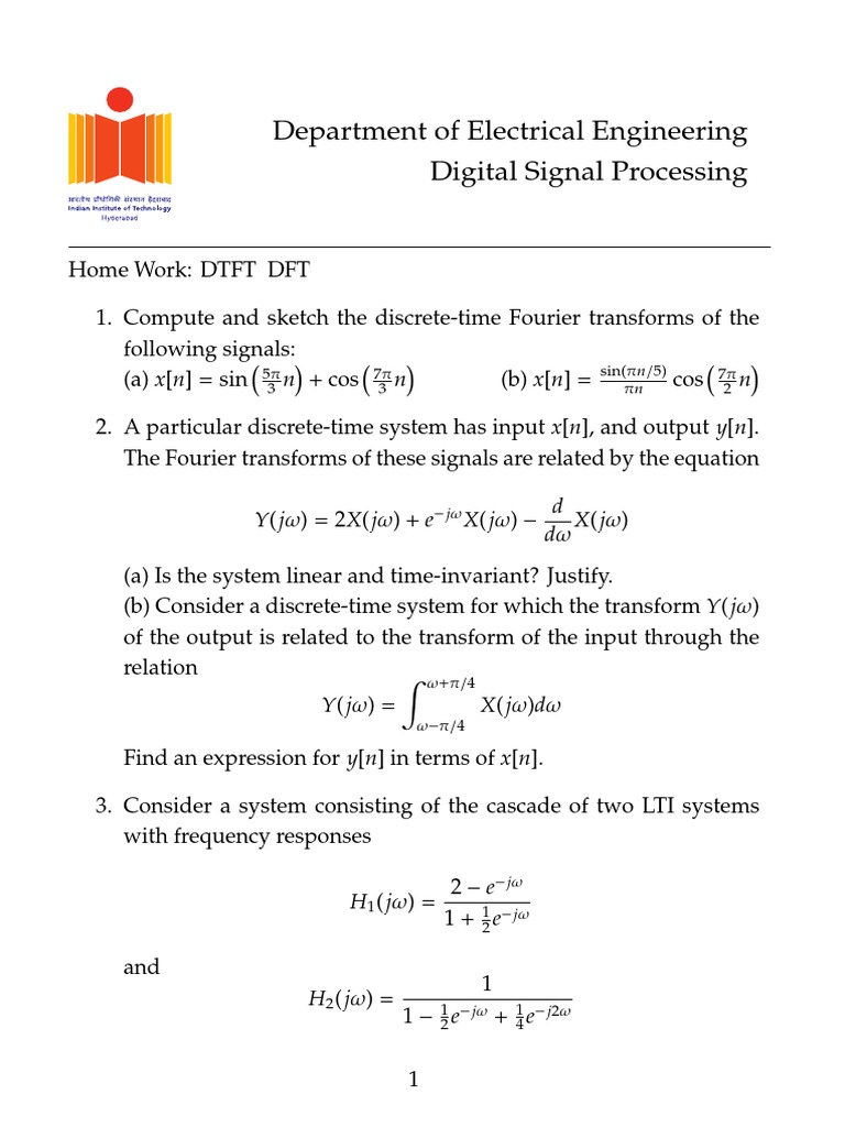 DTFT and DFT Homework in DSP | PDF | Fourier Analysis | Electronics