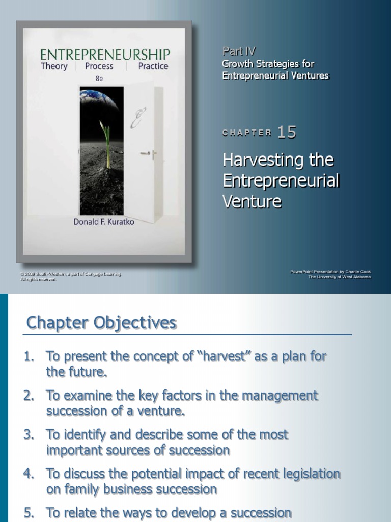 Harvesting The Entrepreneurial Venture Growth Strategies For