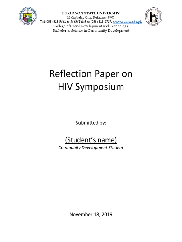 Reflection Paper On HIV Symposium: (Student's Name) | PDF | Social ...