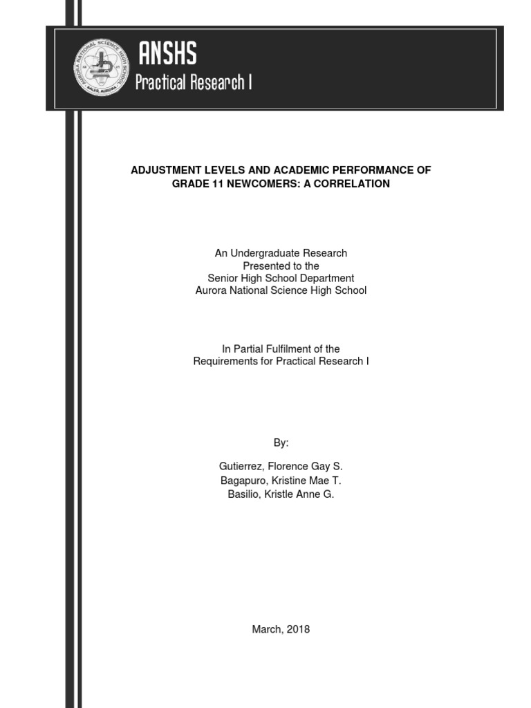 Adjustment Level and Academic Performance of Grade 11 Newcomers A ...