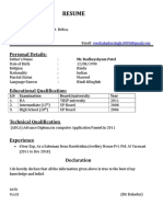 Bir Bahadur's Resume for Salesman Position